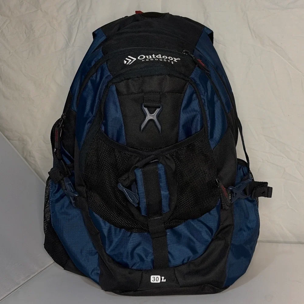 Outdoor Products 30L Backpack Navy Blue Black Hiking School Daypack Bag